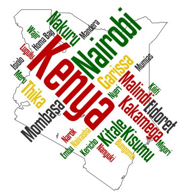 Kenya map and cities clipart