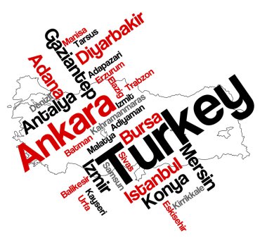 Turkey map and cities clipart