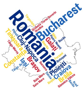 Romania map and cities clipart