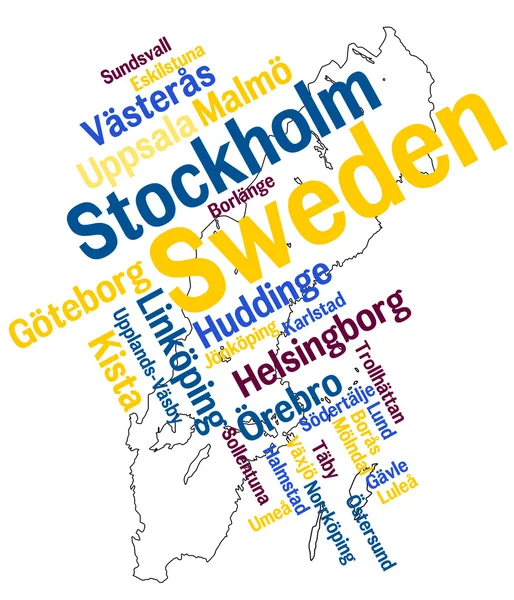 stock vector Sweden map and cities