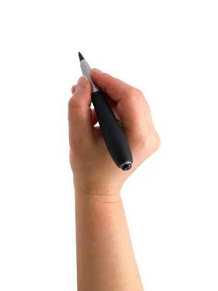 The hand with a pen drawing Stock Image