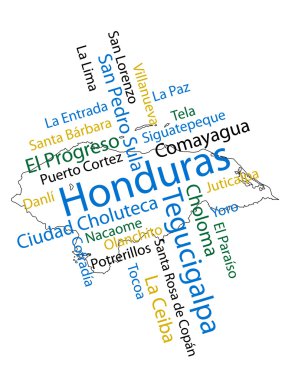 Honduras Map and Cities clipart