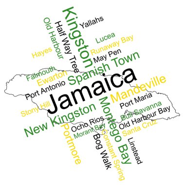 Jamaica Map and Cities clipart