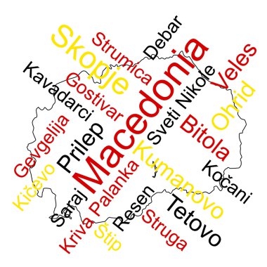 Macedonia map and cities clipart