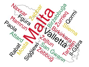 Malta map and cities clipart