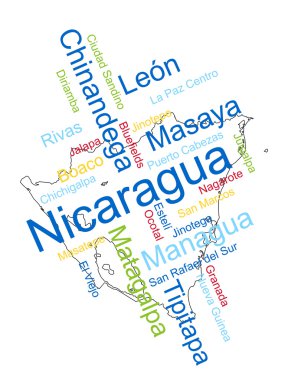 Nicaragua Map and Cities clipart