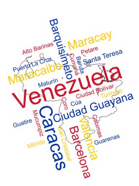 Venezuela Map and Cities clipart