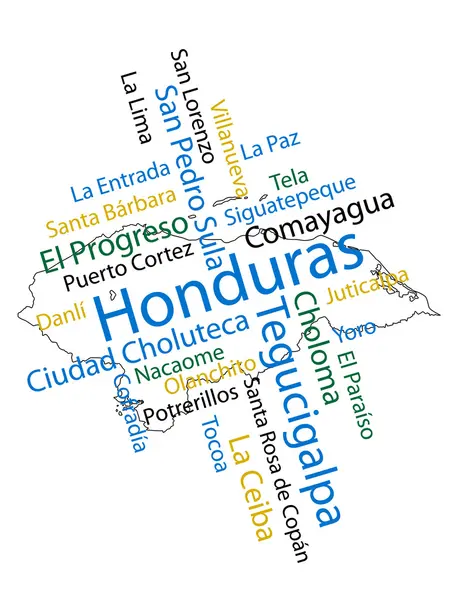 Honduras Map and Cities — Stock Vector