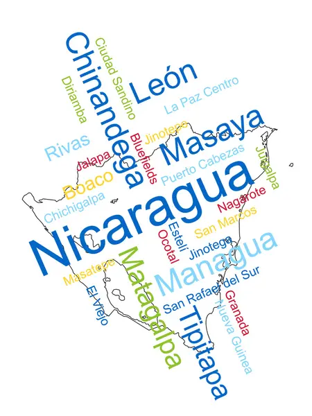 Nicaragua Map and Cities — Stock Vector