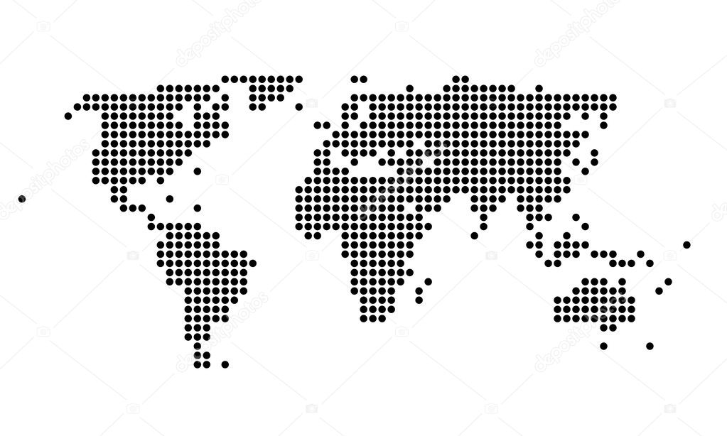 Polka dotted map of the world
