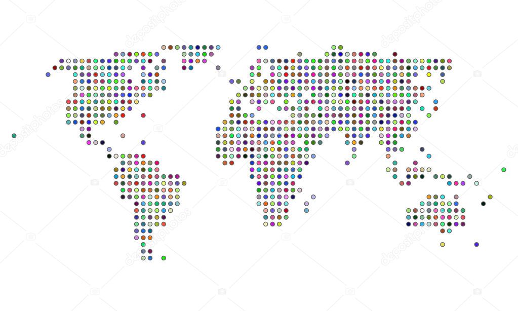 Colorful dotted world map