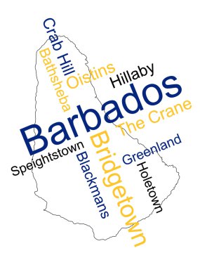 Barbados map and cities clipart