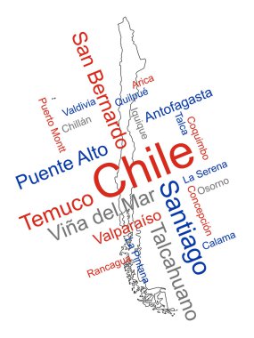 Chile map and cities clipart