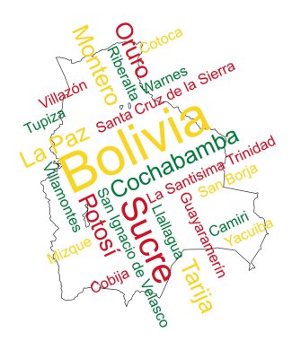 Bolivia map and cities clipart
