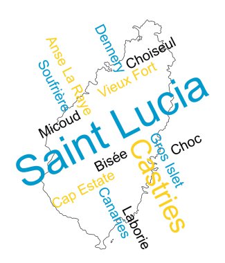 Saint Lucia map and cities clipart