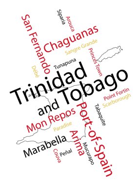 Trinidad and Tobago map and cities clipart