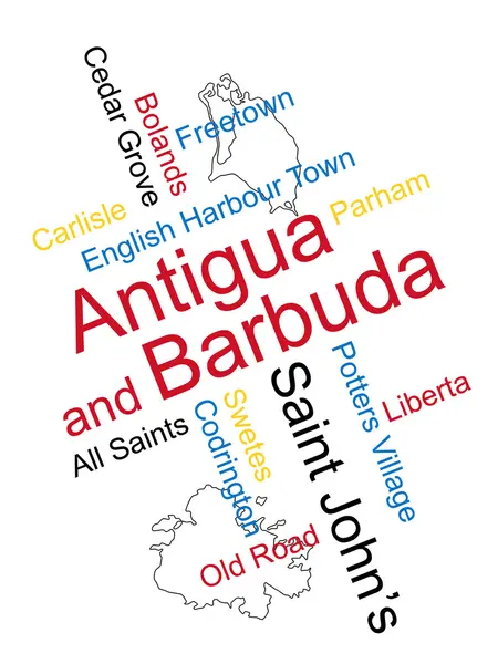 stock vector Antigua and Barbuda map and cities