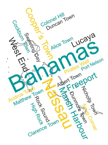 The Bahamas map and cities — Stock Vector