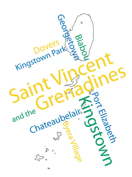 Saint Vincent and the Grenadines map and cities — Stock Vector
