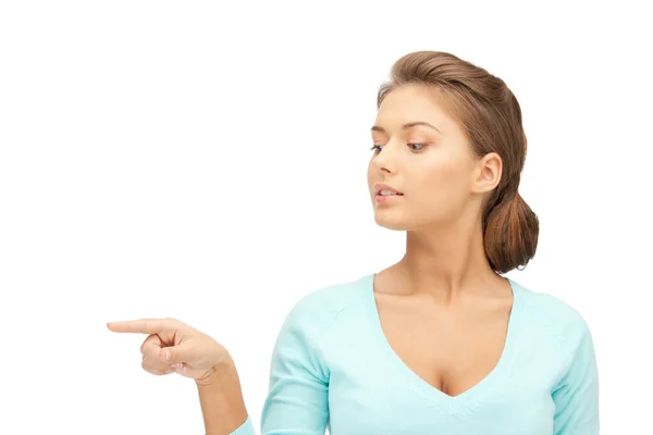 Businesswoman pointing her finger Stock Picture