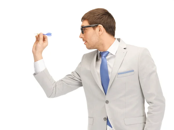 Businessman with dart — Stock Photo, Image