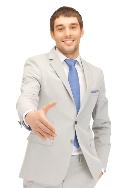 Man met een open hand klaar voor handdruk — Stockfoto