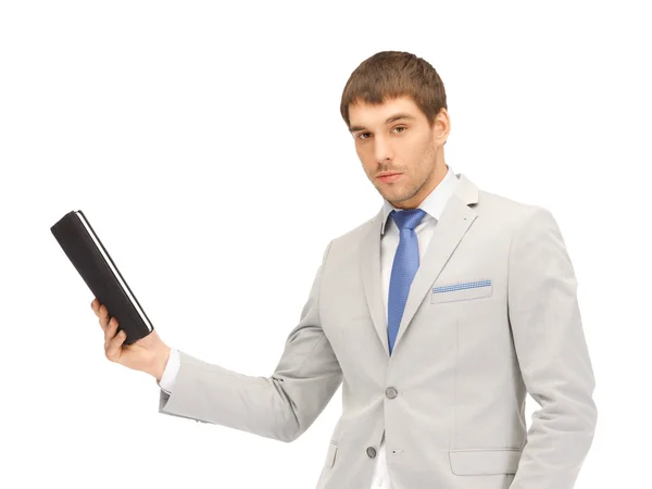 Klidný muž s počítači tablet pc — Stock fotografie