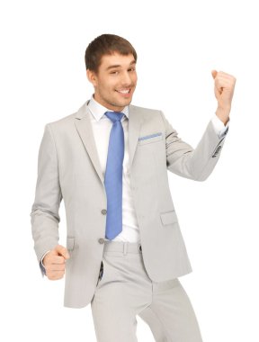 Handsome man with expression of tryumph clipart