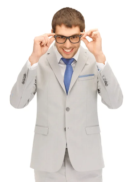 Gelukkig zakenman in bril — Stockfoto