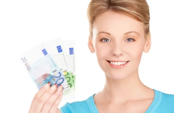 Schöne Frau mit Geld — Stockfoto