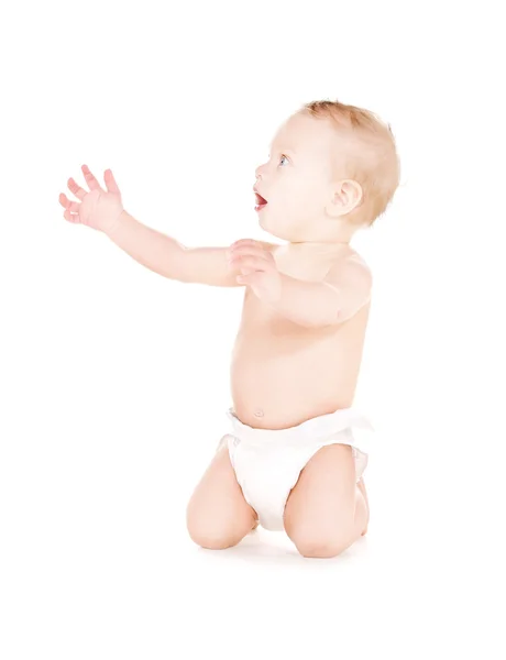 Sitting baby boy in diaper — Stock Photo, Image