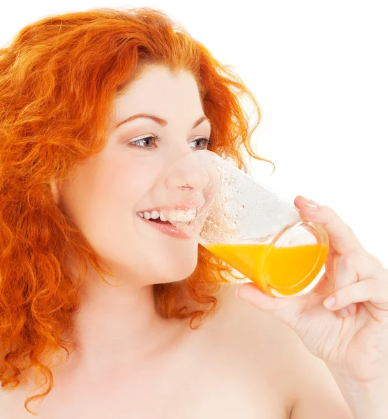 Lovely woman with glass of juice — Stock Photo, Image
