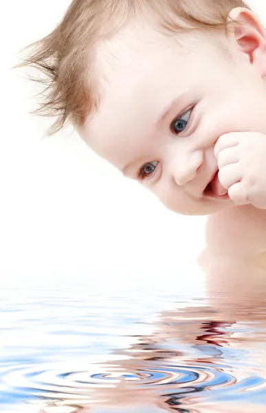 Mutlu bebek mavi gözlü çocuk - Stok İmaj