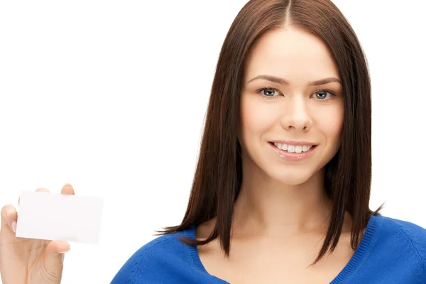 Woman with business card Stock Picture