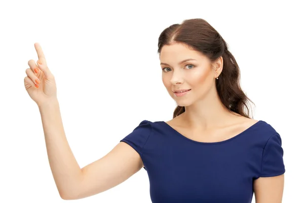 Vrouw met haar vinger omhoog — Stockfoto