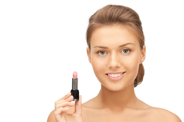 립스틱과 아름 다운 여자 — 스톡 사진
