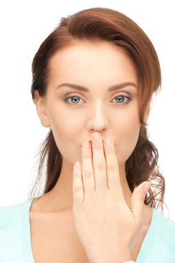 Woman with hand over mouth clipart