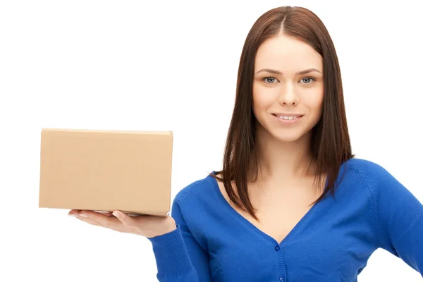 Привлекательная деловая женщина с картонной коробкой Стоковая Картинка