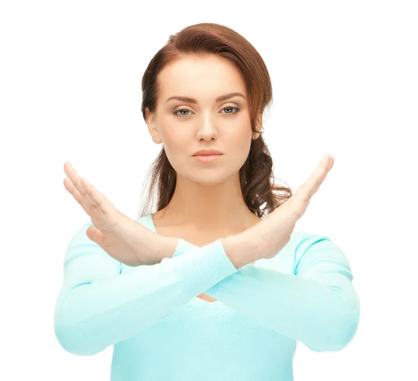 Žena při zastavení gesto — Stock fotografie