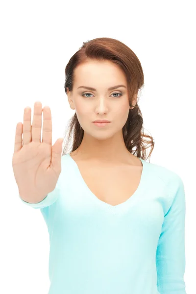 Woman making stop gesture — Stock Photo, Image