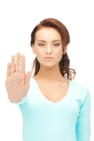 Woman making stop gesture — Stock Photo, Image