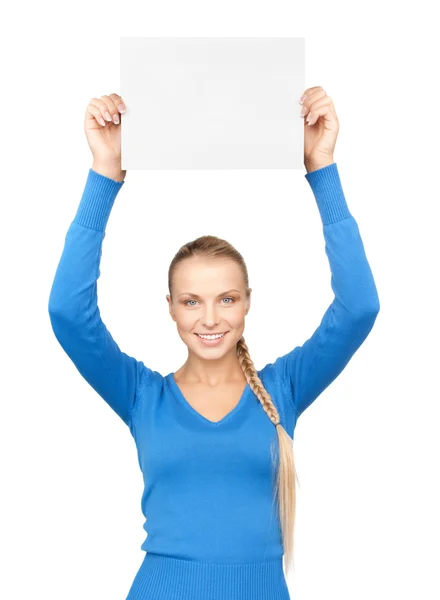 Mujer con tablero en blanco —  Fotos de Stock