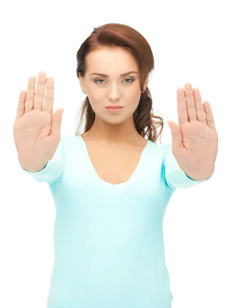 Nő így stop gesztus — Stock Fotó