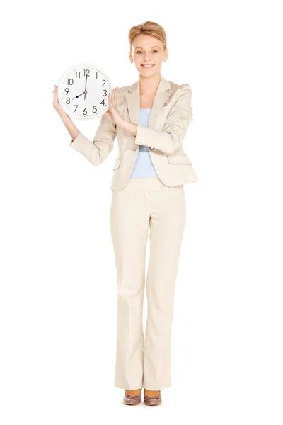 Kadın tutarak büyük saat — Stok fotoğraf