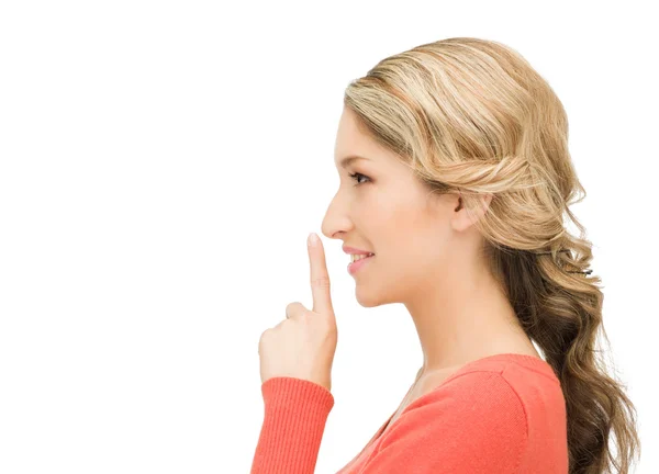 Finger auf Lippen — Stockfoto