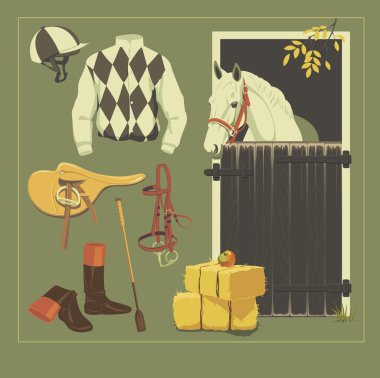 Equestrian set. clipart