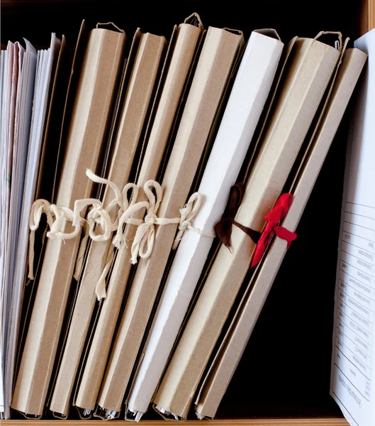 Cardboard folders with papers — Stock Photo, Image