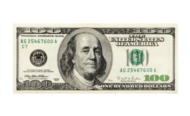 One hundred dollar bills U.S. isolated on white clipart