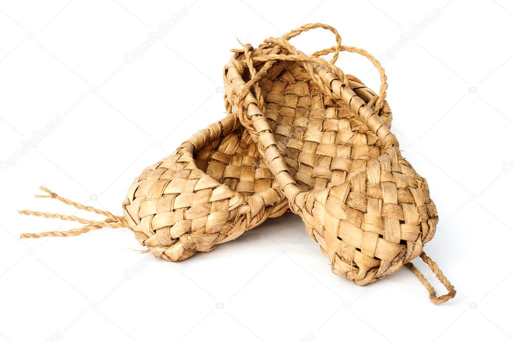 Old Russian sandals made of bark