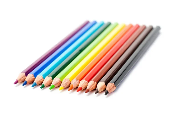 Lápiz de colores en serie sobre fondo blanco — Foto de Stock